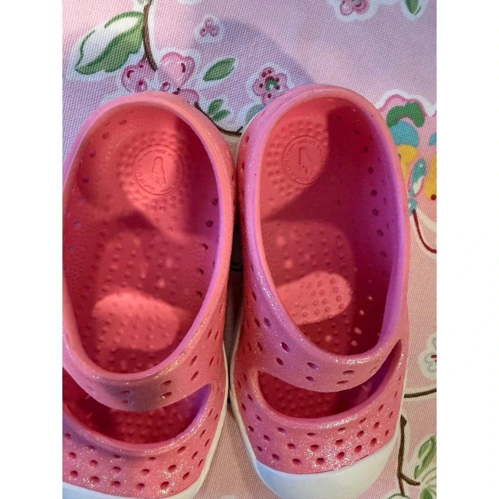 Native Shoes Juniper Pink Glitter Mary Jane Slip On Sneakers Kids Size C6